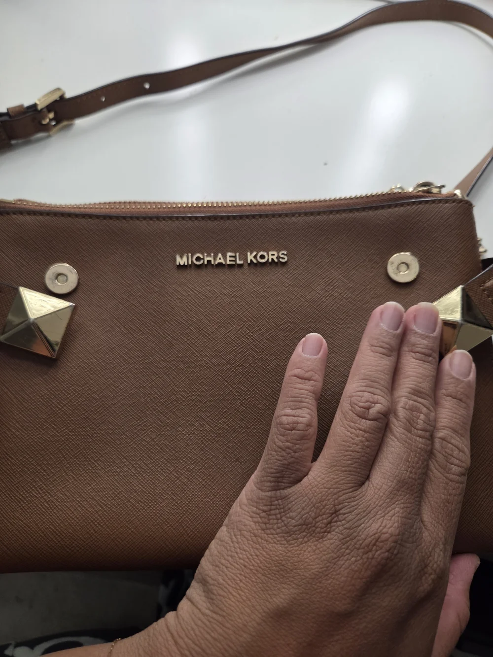 Michael Kors Brown Saffiano Leather Crossbody Bag